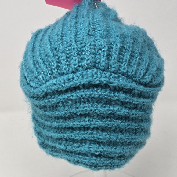 NWT BETSEY JOHNSON TEAL BEJEWELED SPARKLES BEANIE HEAD WRAP TURBAN HAT WOMEN OS - Picture 6 of 12